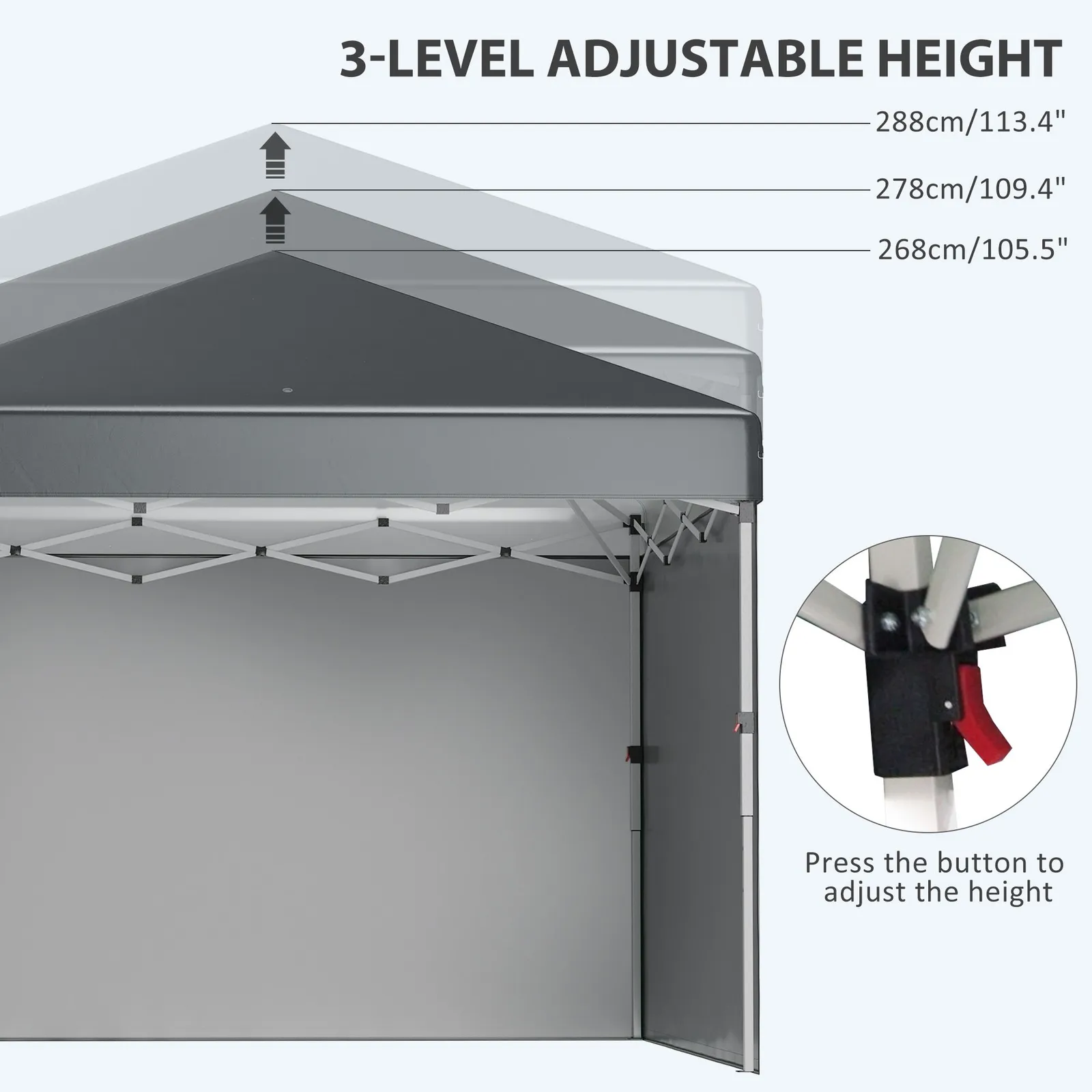 OUTSUNNY 3x3 (M) Pop Up Gazebo Party Tent w/ 2 Sidewalls, Weight Bags in Dark Grey 6