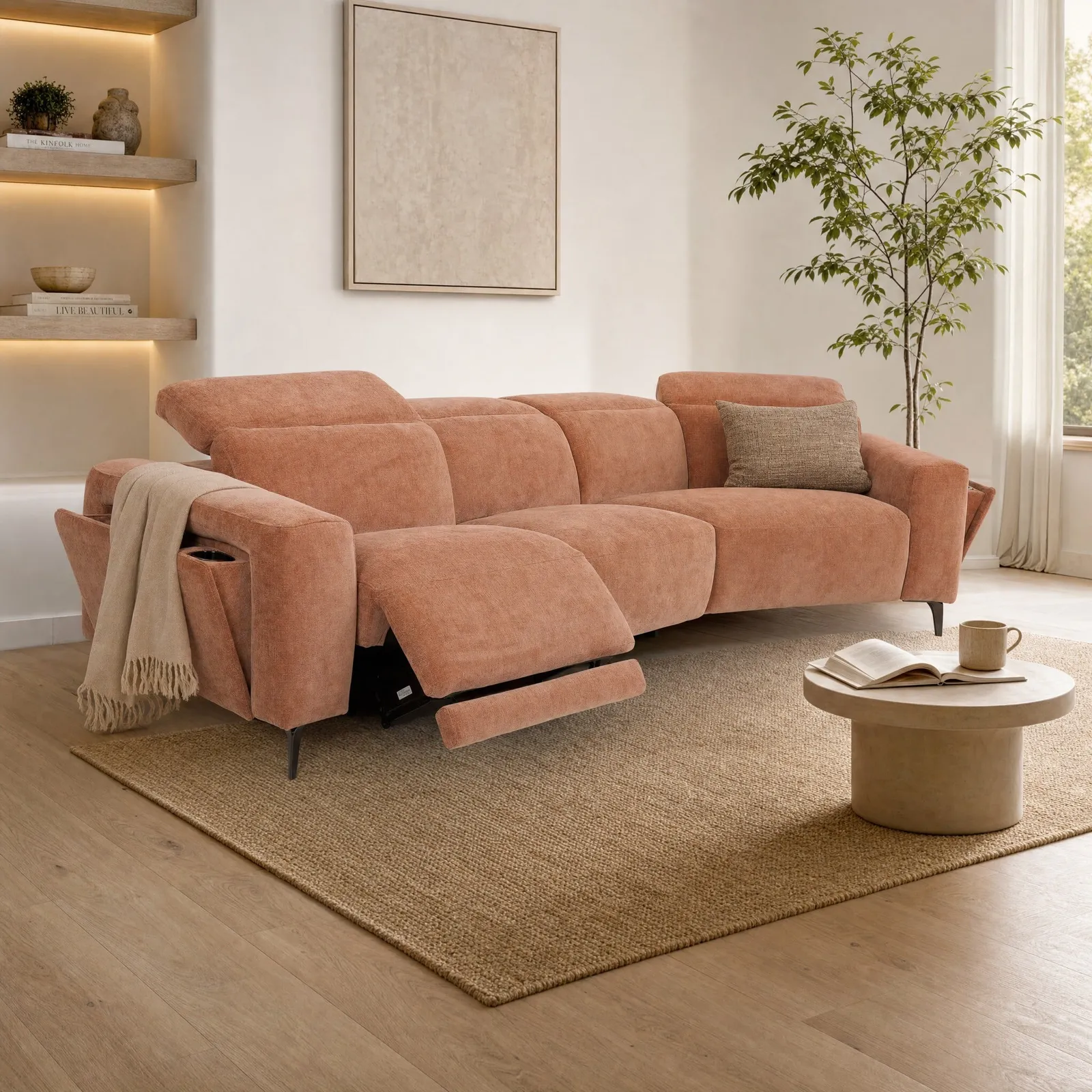 Cedro Curved Recliner Sofa - Power Lhf Fabric | Barker & Stonehouse 2