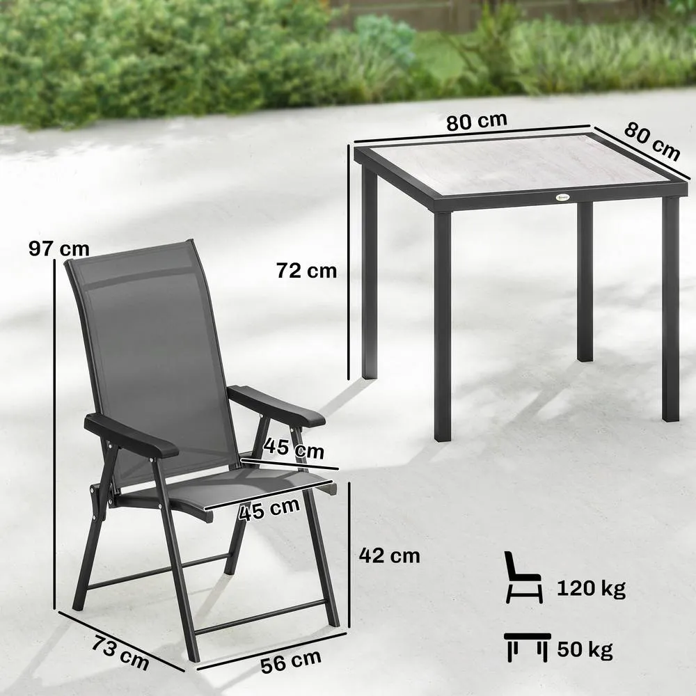 OUTSUNNY 5 Pieces Outdoor Dining Set, Garden Dining Set for 4 in Grey 3
