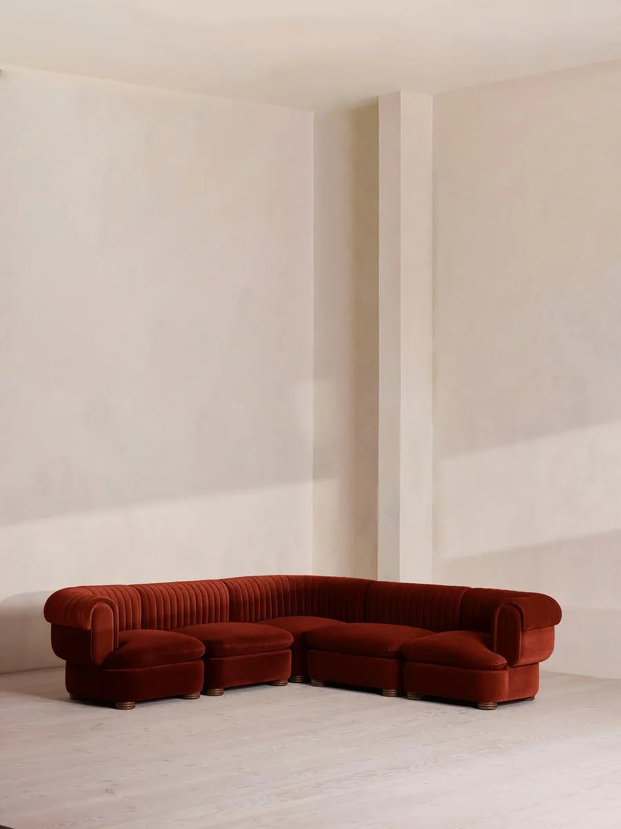 Rava Modular Sofa, Corner Sofa, Velvet, Rust