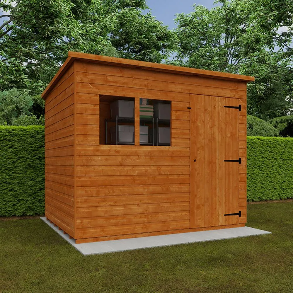 Buttercup Farm 8 x 6 Feet Super Pent 12mm Shed - Solid Wood/Softwood/Pine in Burnt Orange 2