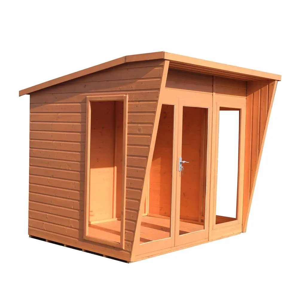 Shires Highclere 8 x 6 Feet Double Door with Three Windows Summerhouse in Light Brown 5
