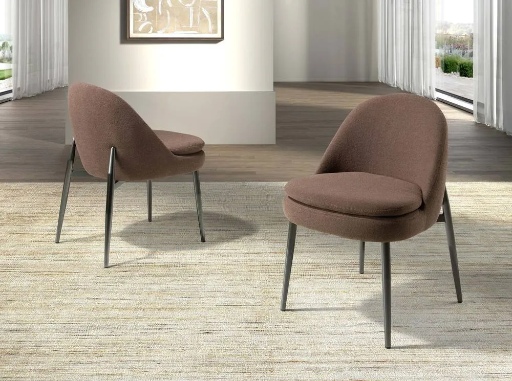 Angel Cerda Dark-Brown Fabric Dining Chair in Brown 3