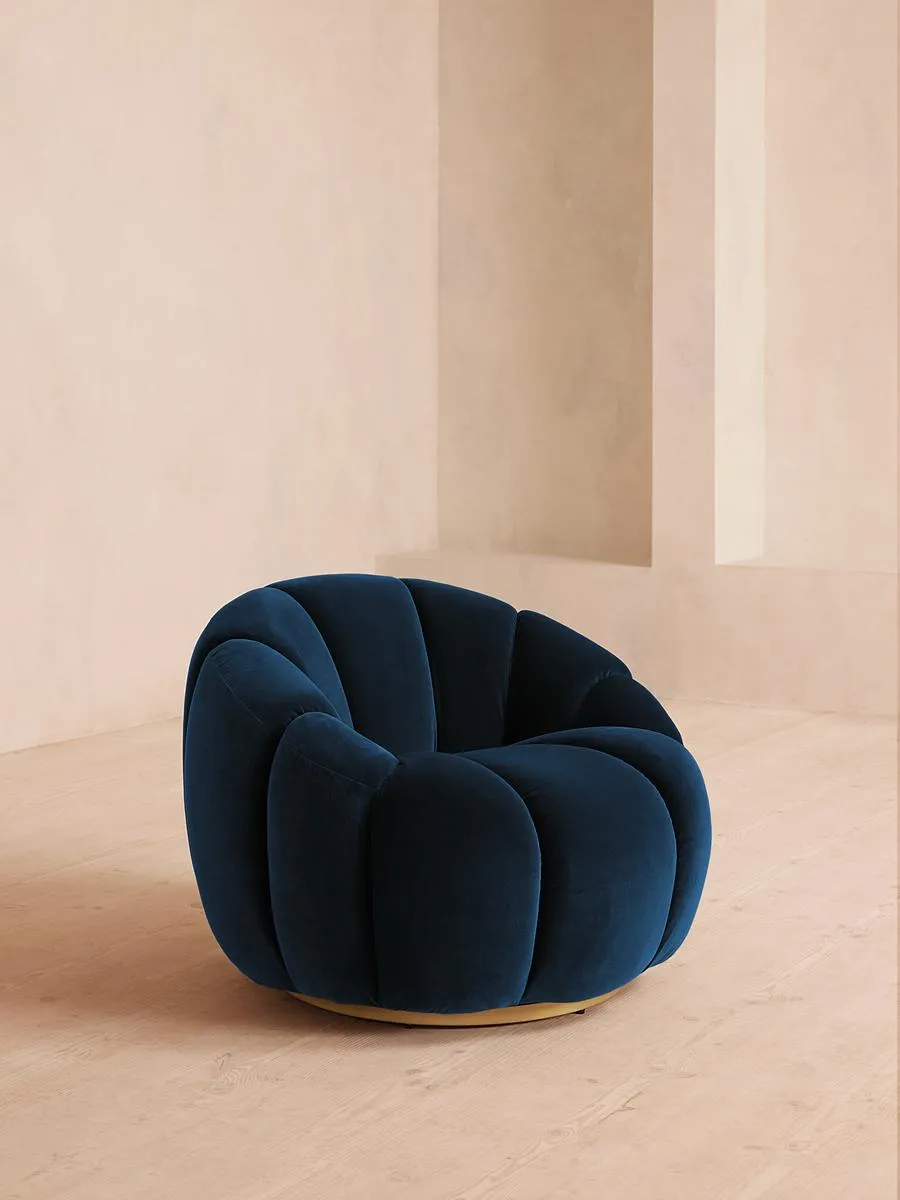 Garret Armchair, Velvet, Royal Blue