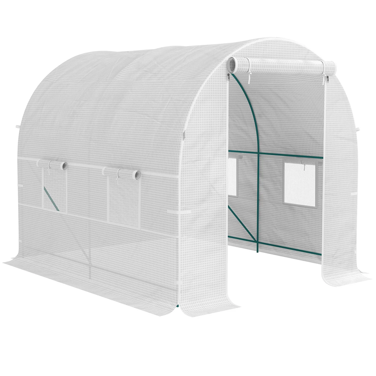 OUTSUNNY Polytunnel Greenhouse Roll Up Door Windows Outdoor Grow House 2x2.5m in White 2