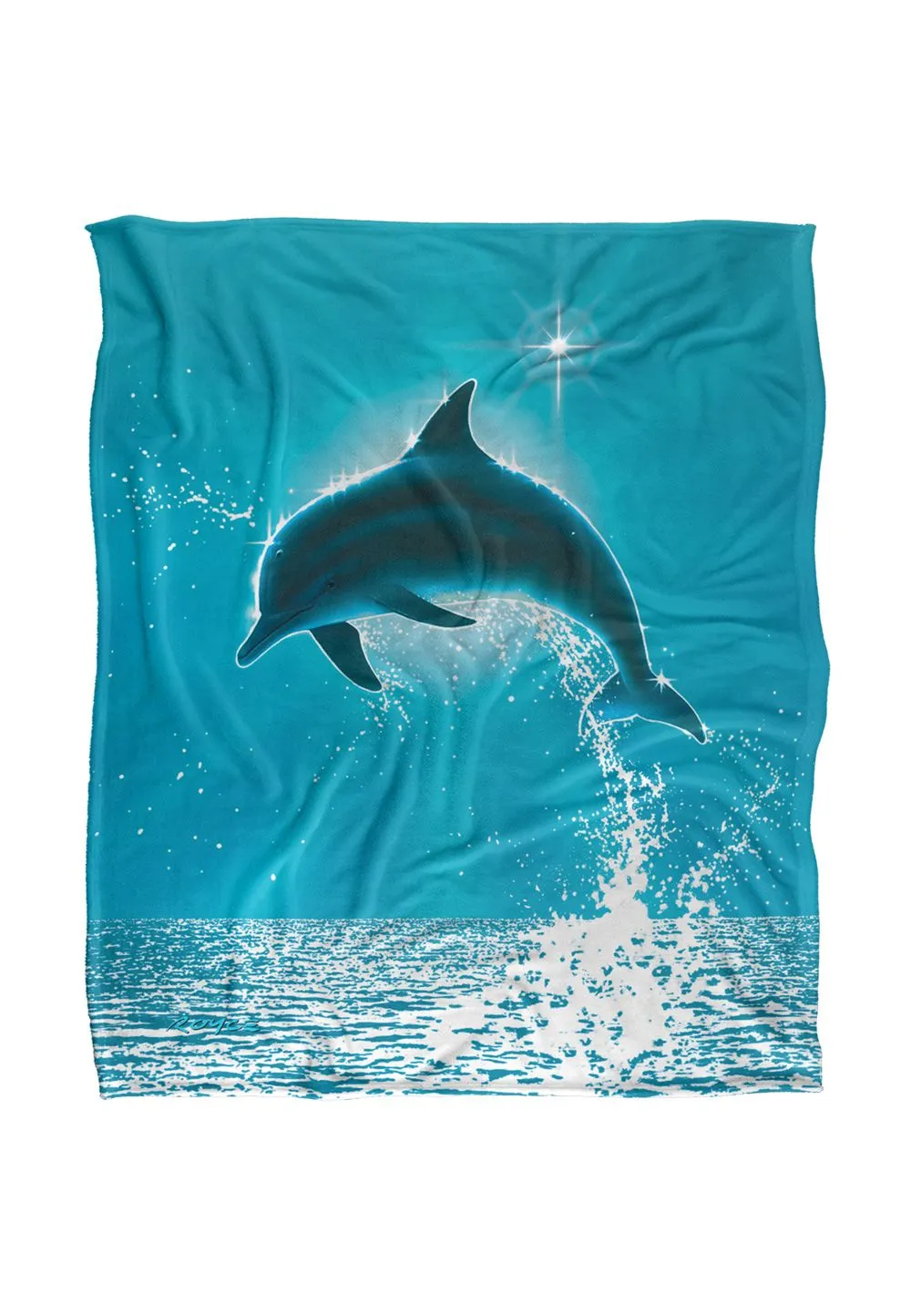 JQ Licensing Royce Mcclure Dolphin Sun Silky Touch Super Soft Throw Blanket 152 X 127 cm in White