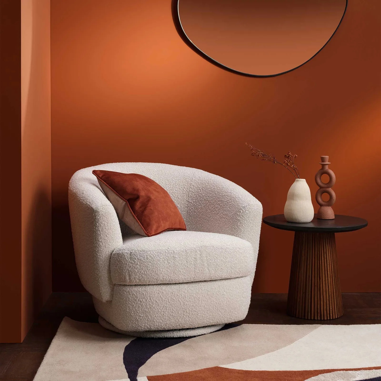Arman Swivel Armchair, Neutral Boucle | Barker & Stonehouse 2