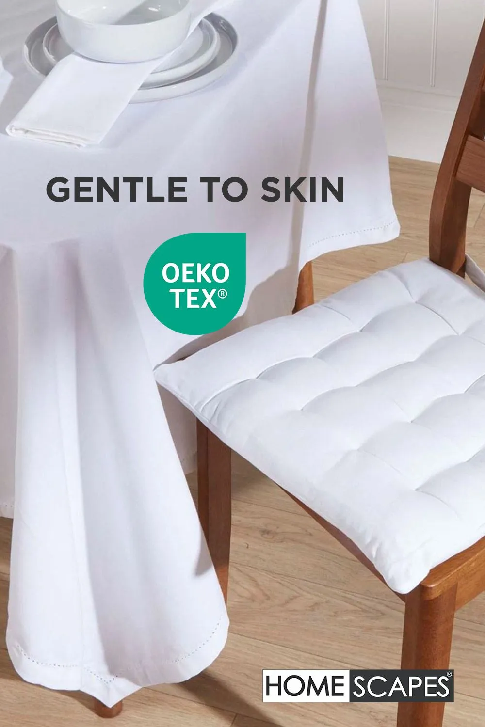 Homescapes 4 Pack Seat Pads Luxury 100% Cotton Indoor Outdoor Garden Cushion, 40cm in White 3