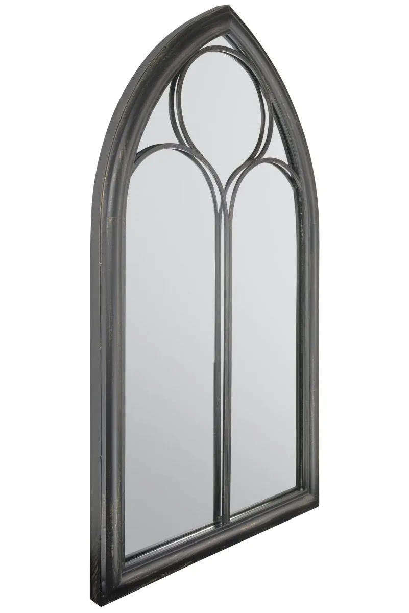 MirrorOutlet Rustic Black Metal Chapel Arched Wall Mirror 44" X 24" (111CM X 61CM) 4