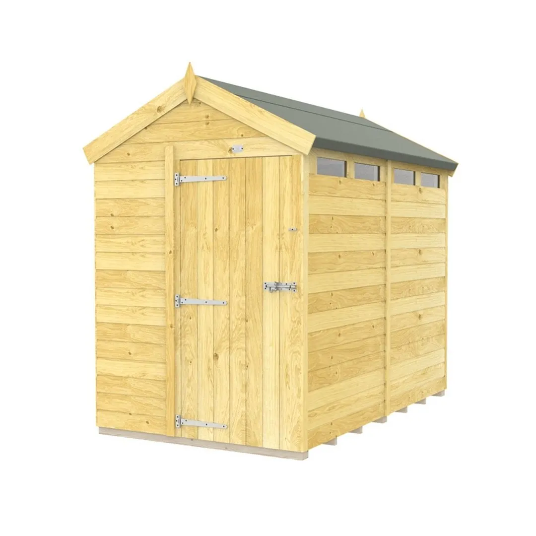 Buttercup Farm 5 x 8 Feet Apex Security Shed - Single Door - L243 x W147 x H217 cm in Brown