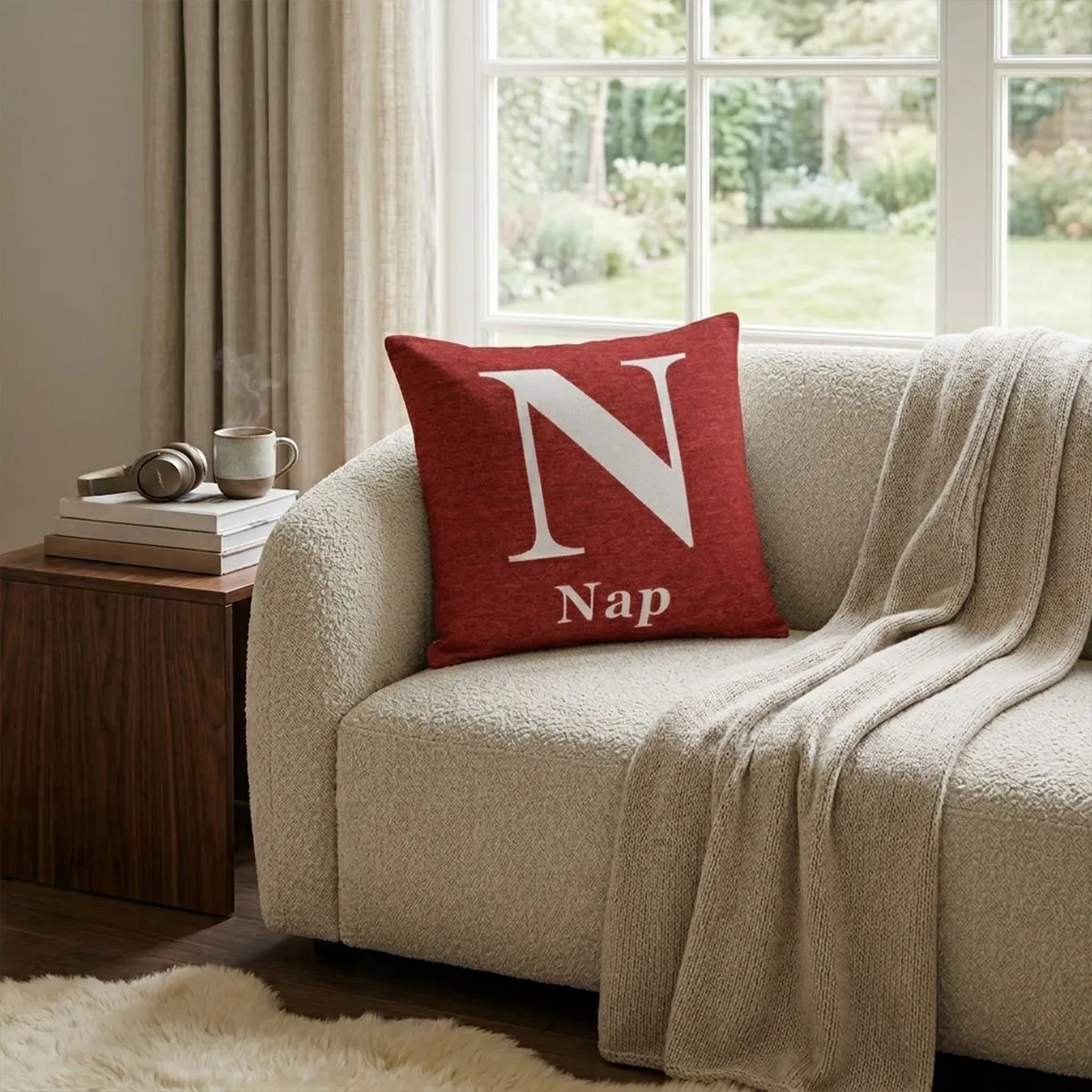 Orsina Nap Words Black Cushion in Red