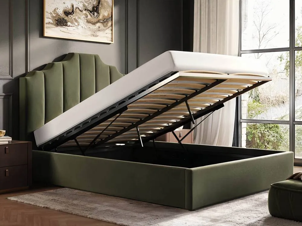 Flair Margot Ottoman Bed Khaki Green Velvet 2