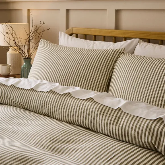 Camille Stripe 100% Brushed Cotton Duvet Cover & Pillowcase Set 4