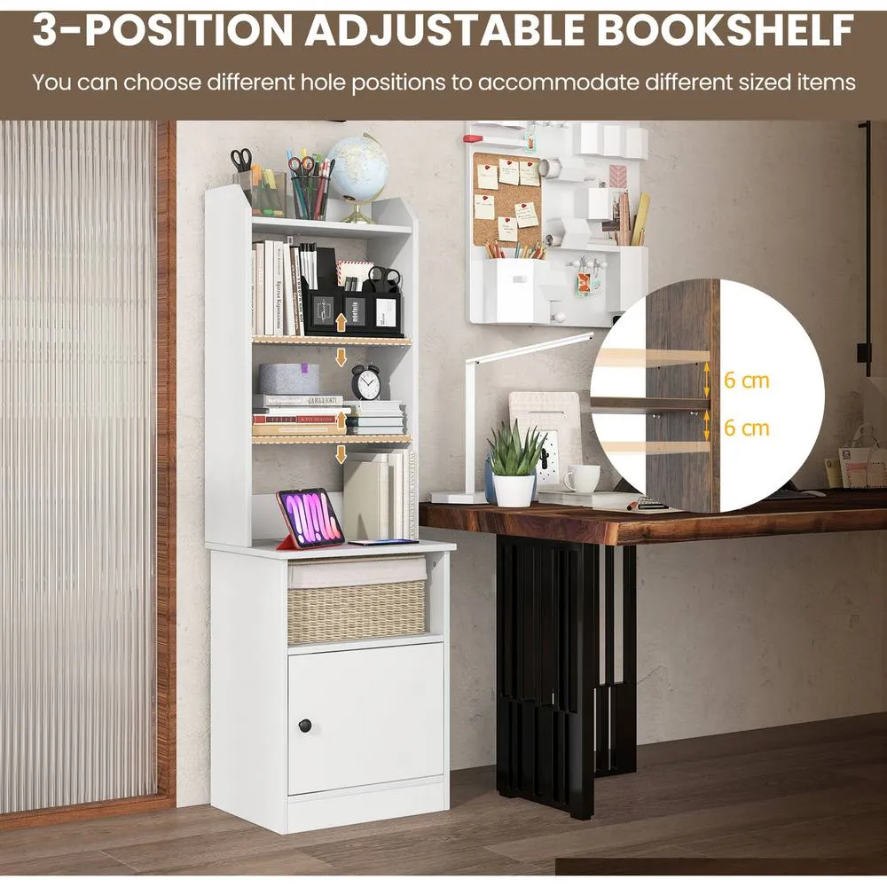 Costway 6-Tier Nightstand Bedside Tables Tall Night Stands w/5 Open Shelf in White 6