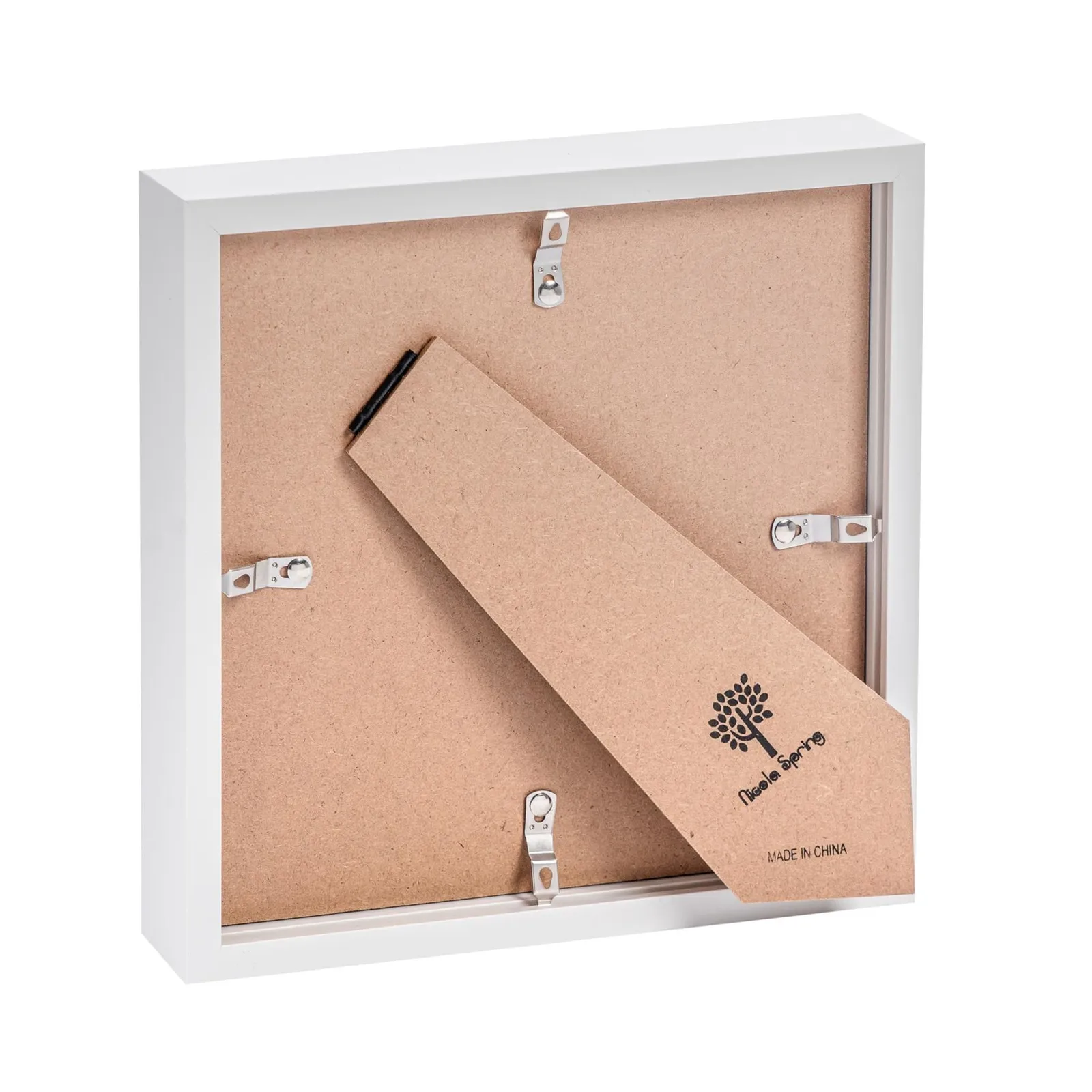 Nicola Spring 8" x 8" White 3D Box Photo Frame - 4" x 4" Mount in Ivory 5