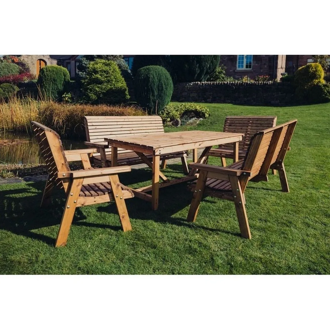 Churnet Valley Garden Furniture Ltd Valley Seat 10 Set 2X2B 2X3B Table - Minimal Assembly Required in Brown 6