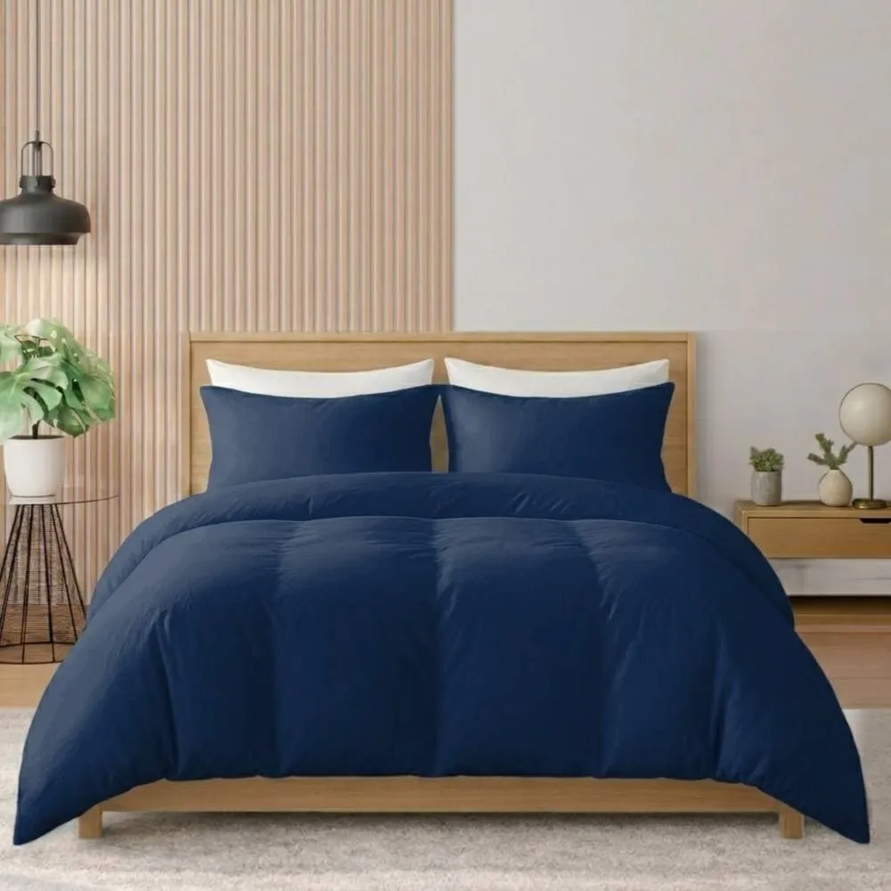 Pamposh 400TC Egyptian Cotton Duvet Cover Set Reversible Quilt Covers in Navy