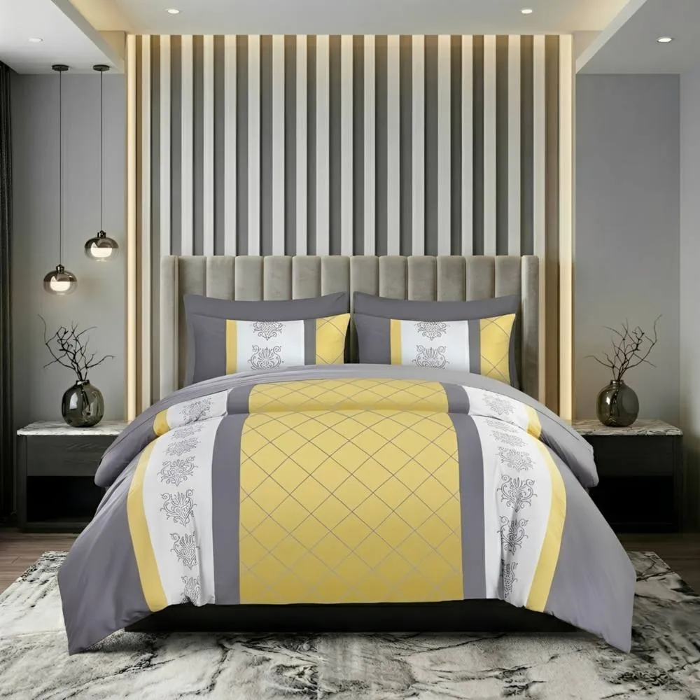 Pamposh Luxurious Duvet cover Set Reversible Bedding Sets in Yellow