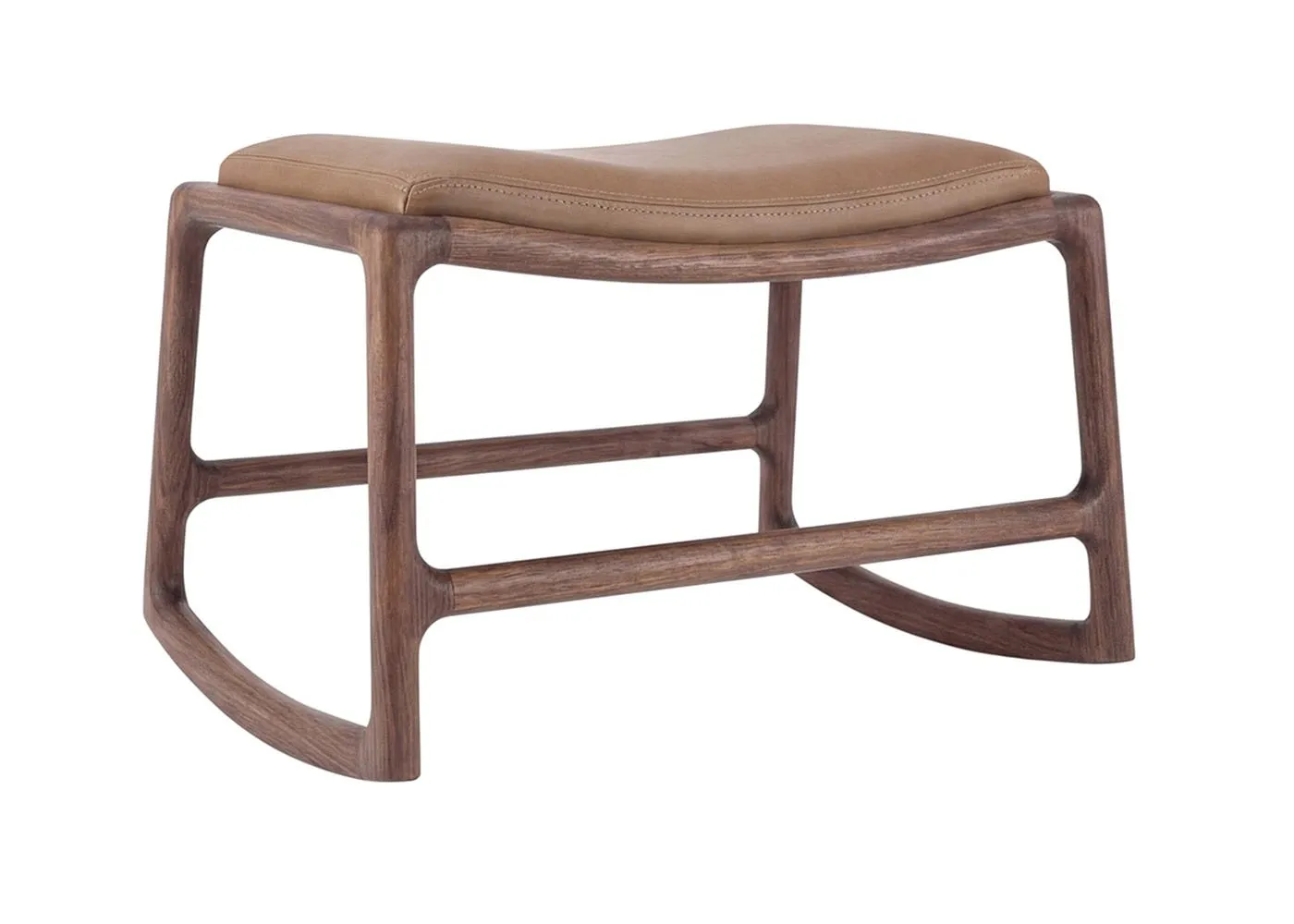 Gazzda Dedo Footstool Natural Oiled Walnut Dakar Leather Stone