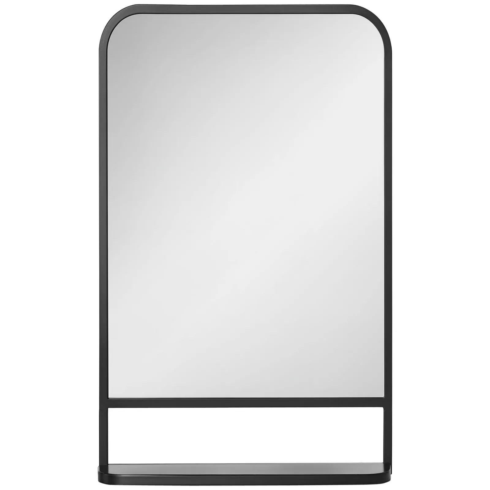 HOMCOM Square Wall Mirror with Shelf, 70x50 cm Modern Mirrors for Living Room, Bedroom in Black 2