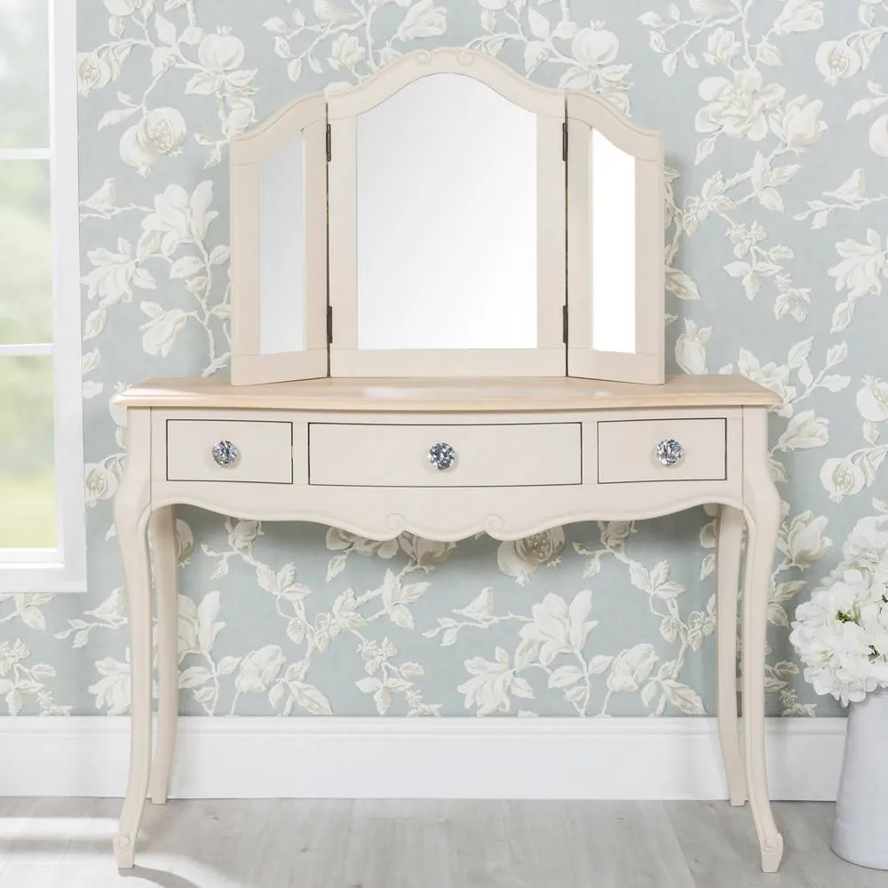 Statement Furniture Juliette Vintage Chic Dressing Table with Crystal Handles in Ivory 5