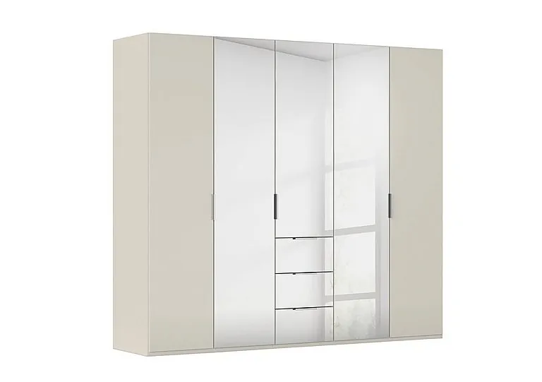 Formes 5 Door Bifold Combi Wardrobe with 2 Glass Doors and 3 Mirror Doors