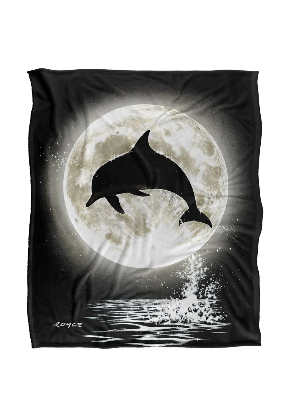 JQ Licensing Royce Mcclure Dolphin Moon Silhouette Silky Touch Super Soft Throw Blanket 152 X 127 cm in White
