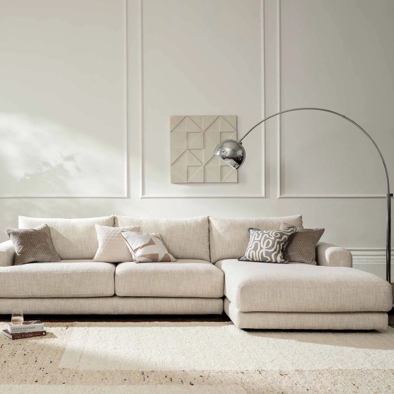 Lomax Large Chaise Modular Sofa Rhf, Neutral Fabric | Barker & Stonehouse 2