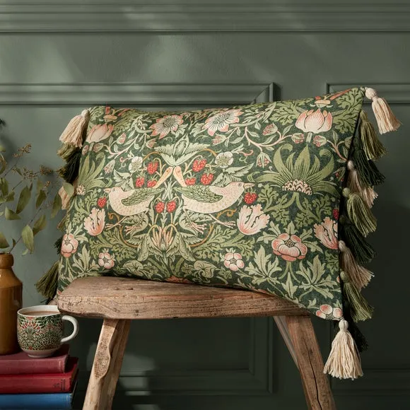 William Morris At Home Strawberry Thief Tassels Cushion