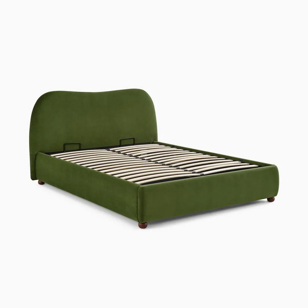 FurnitureboxUK Mabel Green Velvet Ottoman Double Bed Frame 2