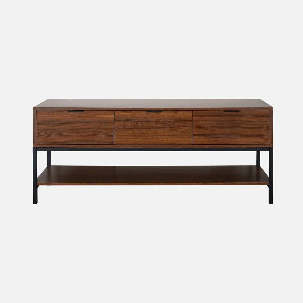 sweeek 130cm Tv Unit Walnut Wooden Effect 3 Drawers in Dark Brown 2