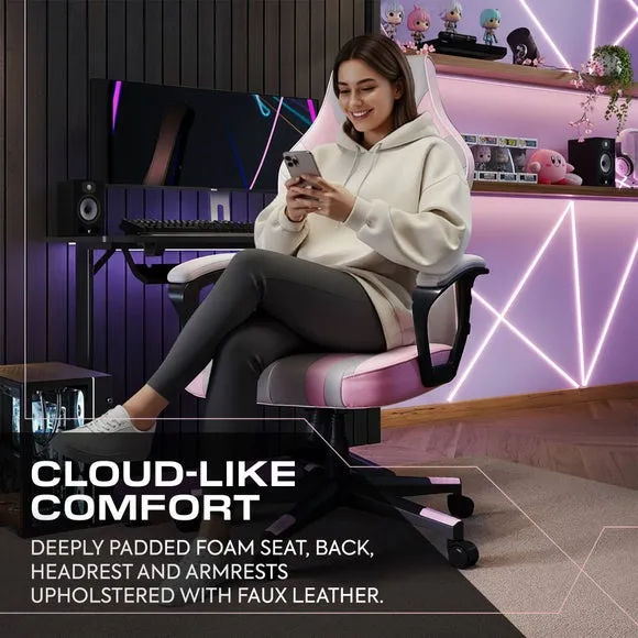 X Rocker Tempest Pink & Grey Office Gaming Chair 4