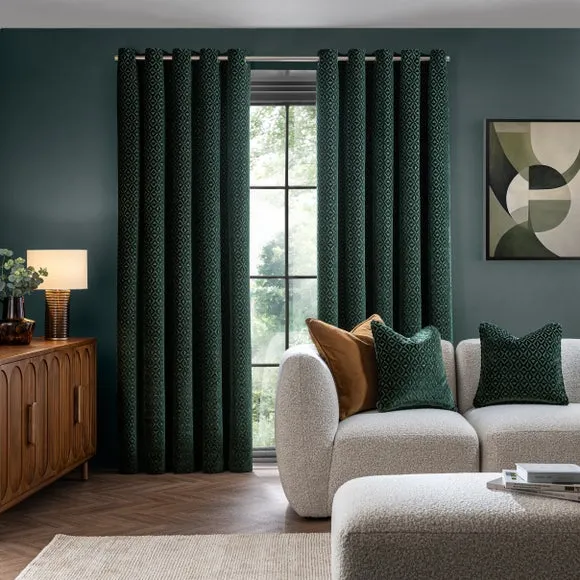 Diamond Geometric Velvet Eyelet Curtains 2