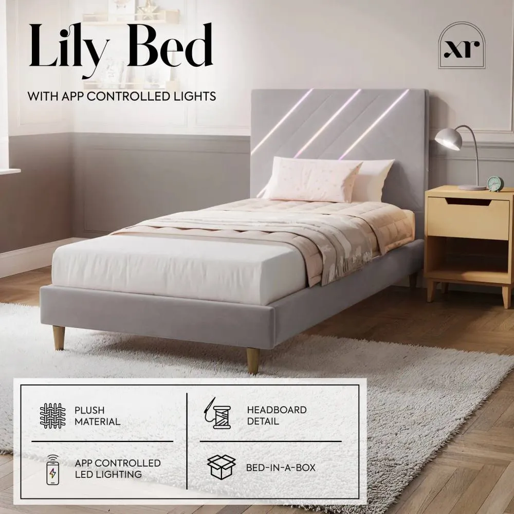 X Rocker Lily Single Bed Frame with App Controlled LED Lights in Grey 2