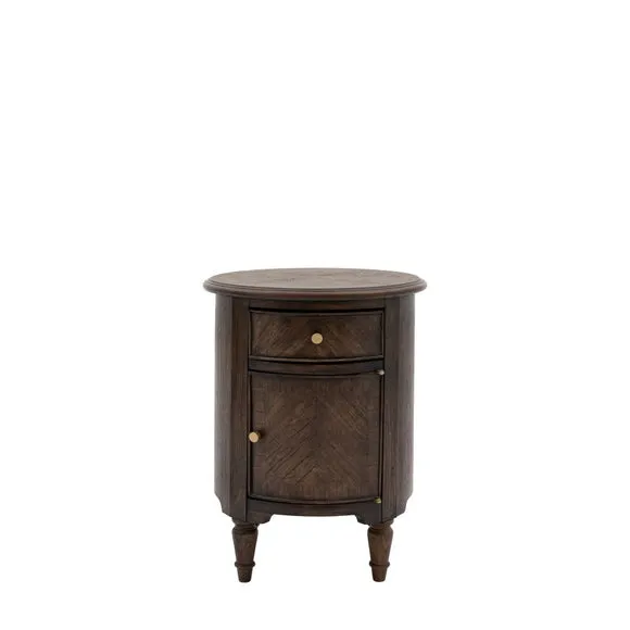 Matola Dark Wood Drum Side Table 4