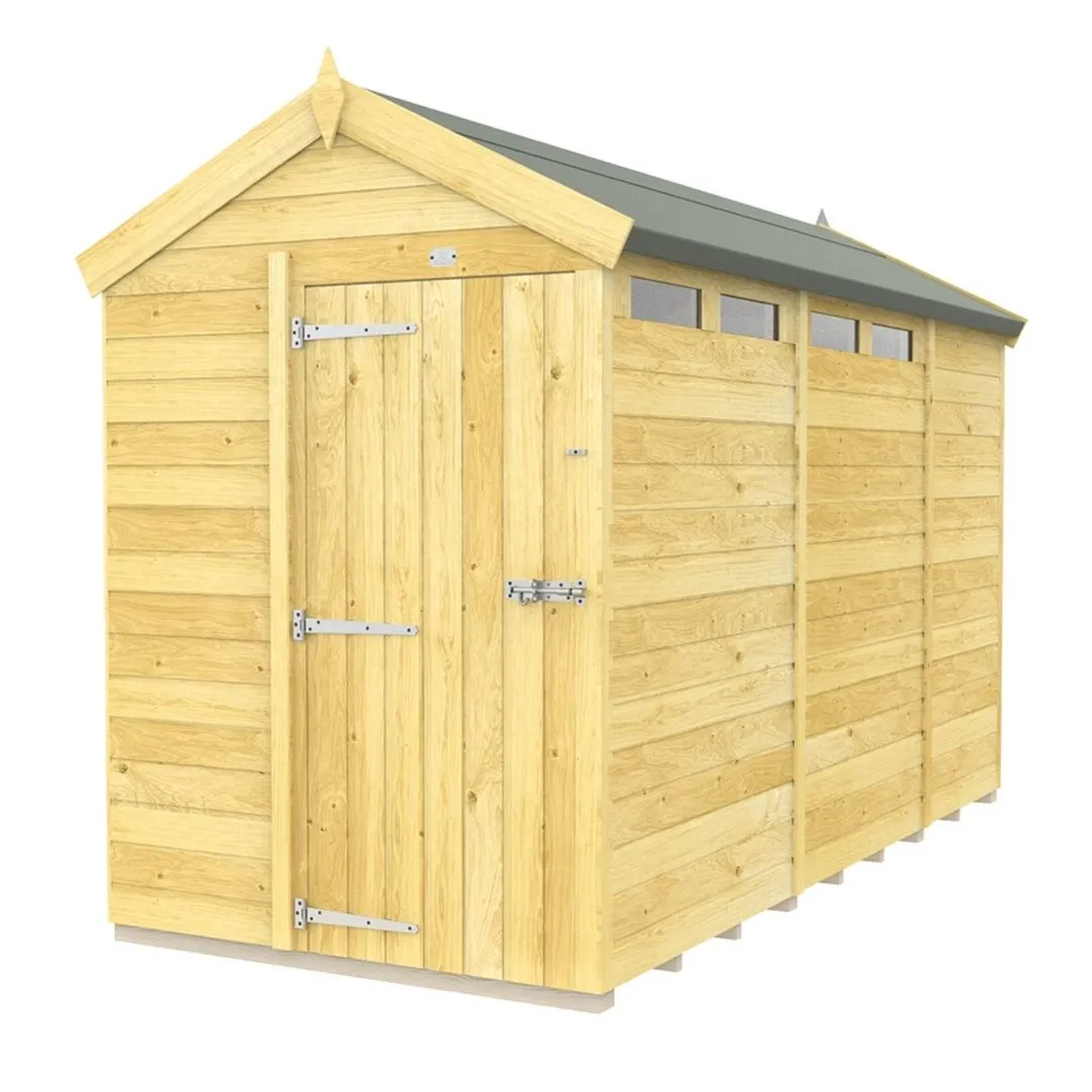 Buttercup Farm 5 x 11 Feet Apex Security Shed - Single Door - L329 x W147 x H217 cm in Brown