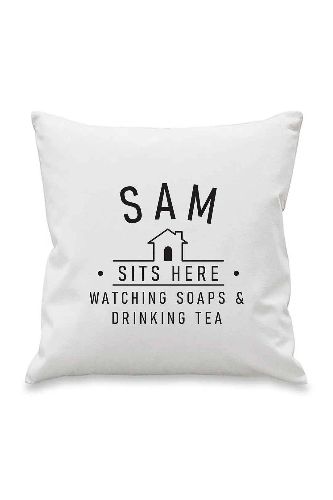Personalised Memento Company Personalised ...Sits Here Cushion in White