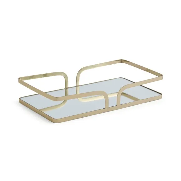 Gold Rectangular Mirrored Tray 3