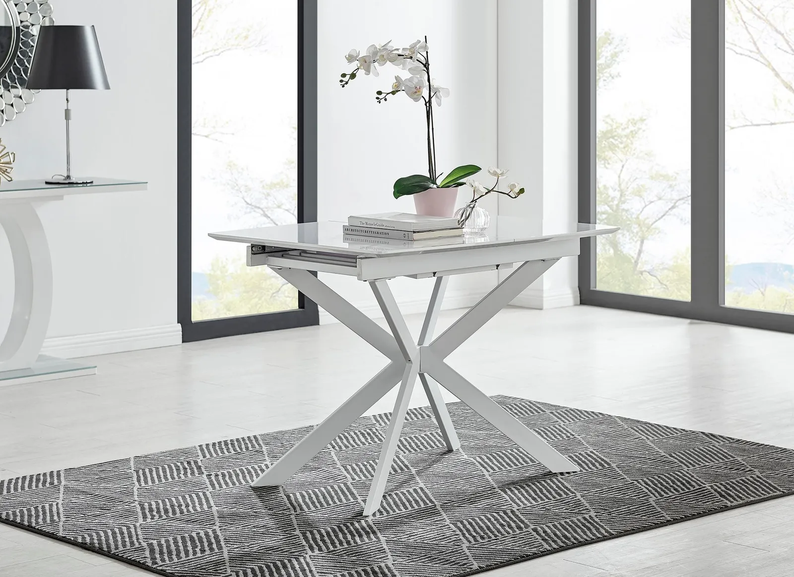 FurnitureboxUK Lira 120cm Rectangular Extending High Gloss 4-6 Seat Dining Table in White 2