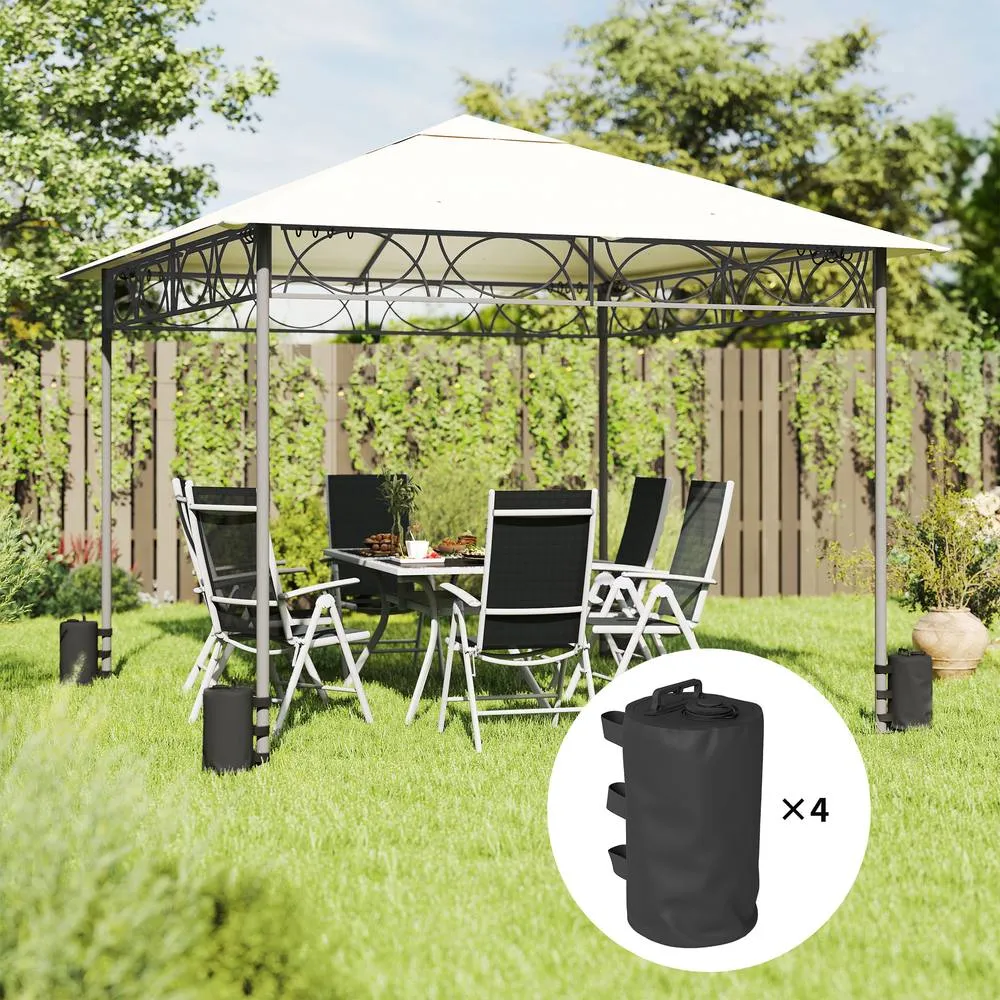 OUTSUNNY Set of 4 Gazebo Water Weights Bags, 500D Sand Weights, Black