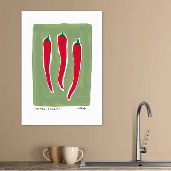 East End Prints Three Chillis Framed Print 1