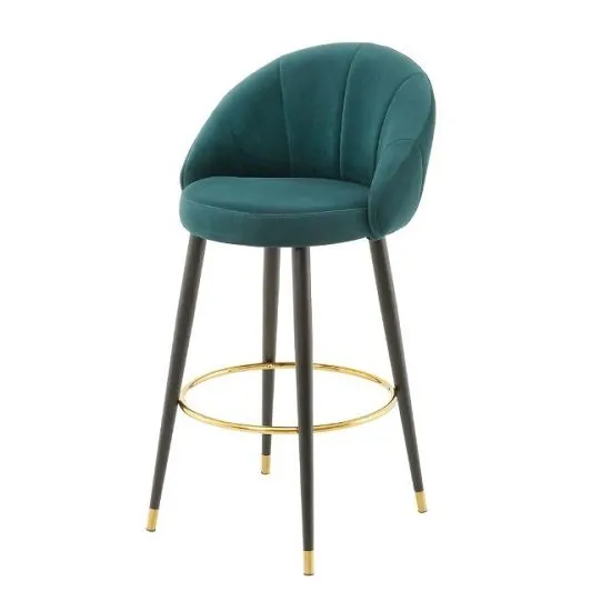 Hambree Highback Bar Stool In Teal Finish With Black Legs