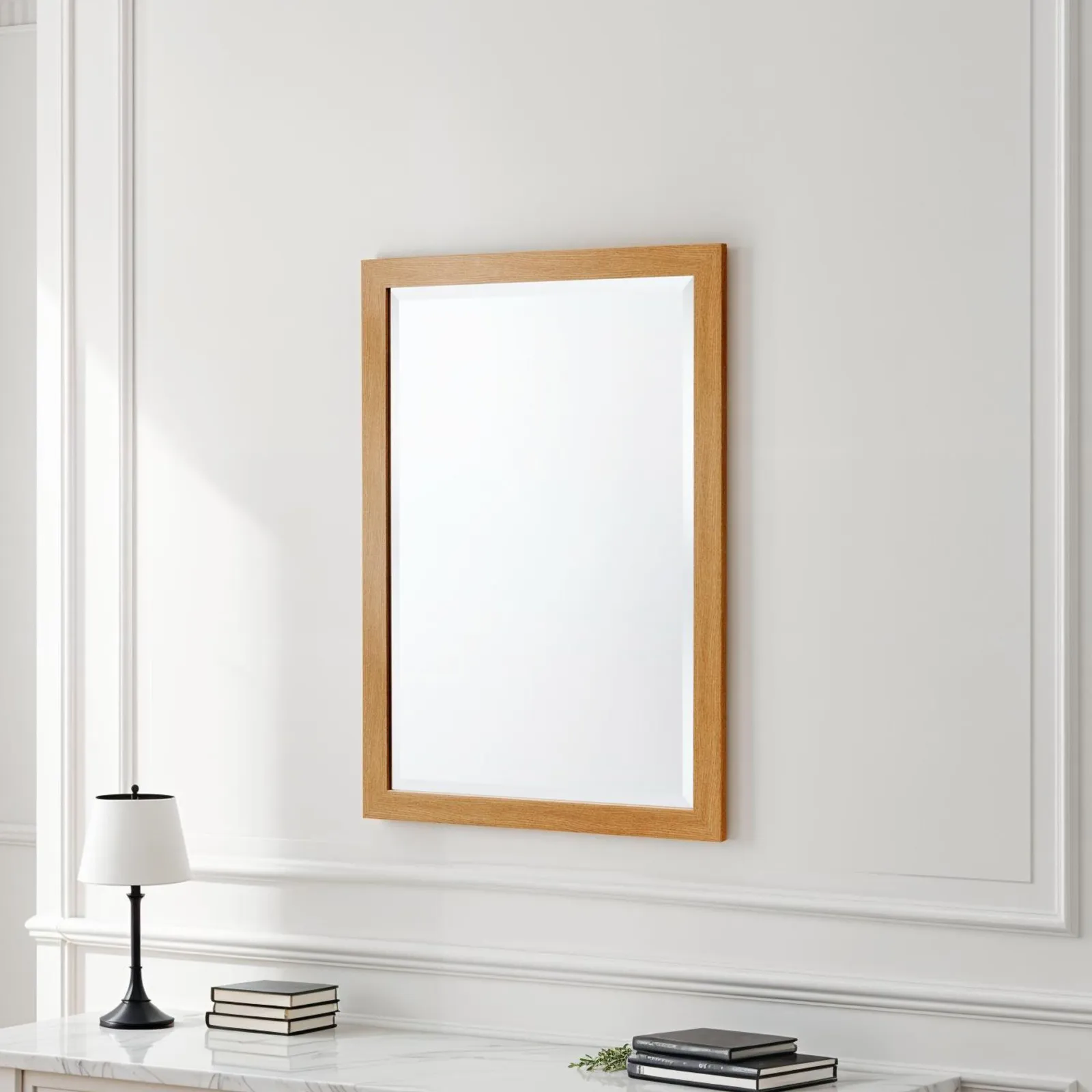 Yearn Mirrors Oak Effect Slim Framed Bevelled Mirror in Light Oak 3