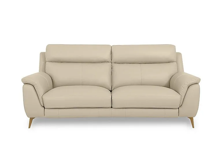 Eclipse Leather 3 Seater Sofa - Bisque