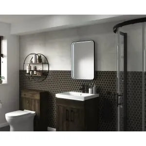 Kuto Rectangular Floating Edge Matt Black LED Mirror - 700 x 500mm 2