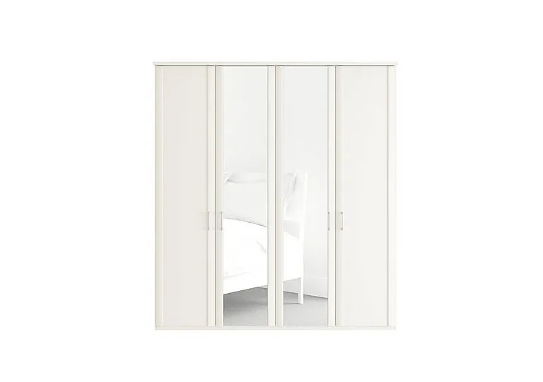 Oxford 4 Door Hinged Wardrobe with Mirrors - White
