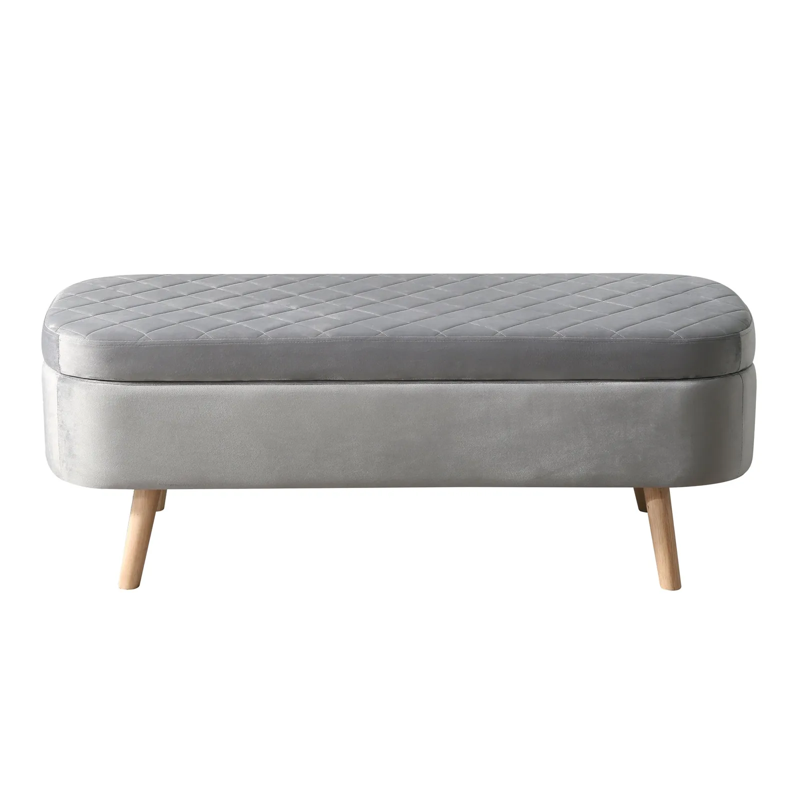 Indie Velvet Storage Ottoman Grey