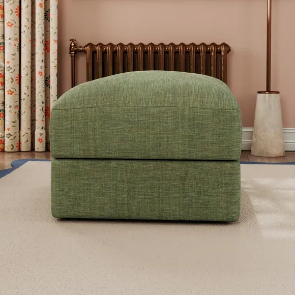 Hattie Slub Faux Linen Storage Footstool 2