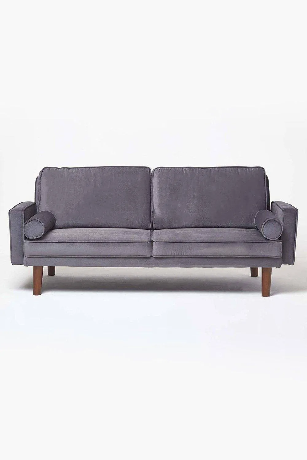 Homescapes Stanley Velvet Click Clack Sofa Bed with Armrests in Dark Grey