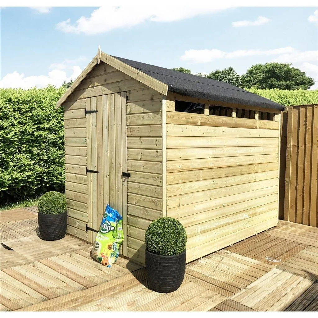 Marlborough 9 x 8 Security Pressure Treated Apex Shed with a Single Door in Natural